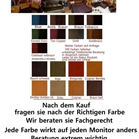 Chesterfield Set 3+2+1 Echtes Rinder Aniline Leder E1000
