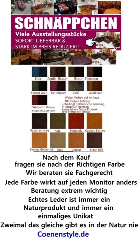 Chesterfield Set 3+2+1 Echtes Rinder Aniline Leder E1000