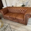 Chesterfield Set Chestnut 3+2+1 HAMILTON Aniline Rinder Leder Pull Up