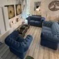 Chesterfield  Samt 3+2+1 Farbe Blau