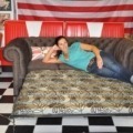 Chesterfield Schlaf 3er Sitz Bett-Sofa
