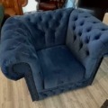 Chesterfield  Samt 3+2+1 Farbe Blau