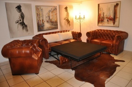 Chesterfield Glenwood +Bett de Luxe 3+2+1