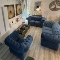 Chesterfield  Samt 3+2+1 Farbe Blau