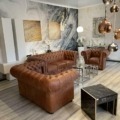 Chesterfield Set Chestnut 3+2+1 HAMILTON Aniline Rinder Leder Pull Up
