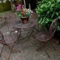 Garten Sitzgruppe aus Eisen verkupfert Tisch 4 Stühle