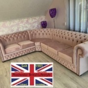 Chesterfield Ecksofa Samt Velours