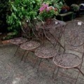 Garten Sitzgruppe aus Eisen verkupfert Tisch 4 Stühle