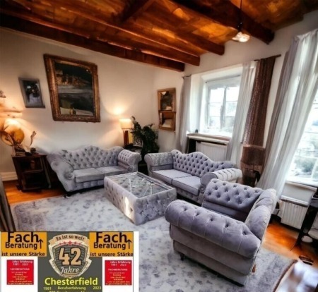 Chesterfield Designer Garnitur Hochwertiger Samt Velours