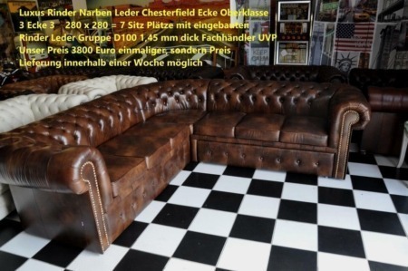 Chesterfield Eckgarnitur mit Schlaffunktion