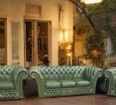 Chesterfield Luxus Leder Garnitur 3+2+1 Set