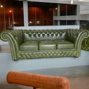Chesterfield Luxus Leder 3 Sitz Sofa