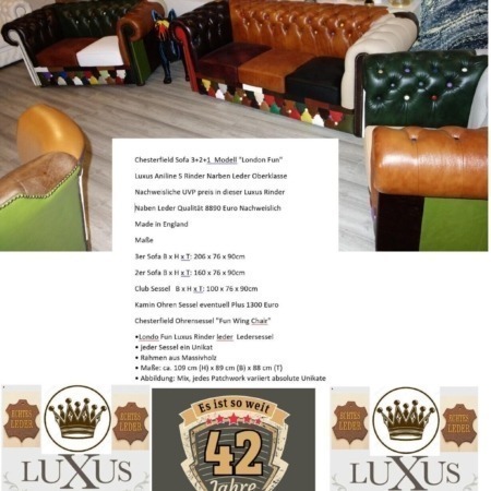 Chesterfield Modell London Fun Patchwork 3-2-1