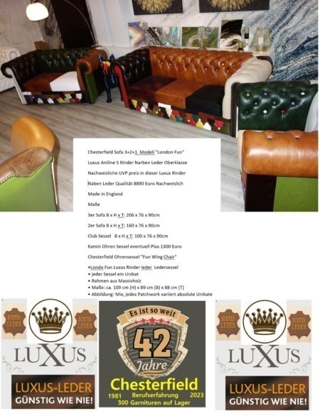 Chesterfield Modell London Fun Patchwork 3-2-1