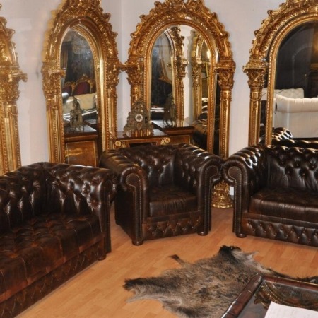 Chesterfield Luxus Aniline Leder 3-2-1